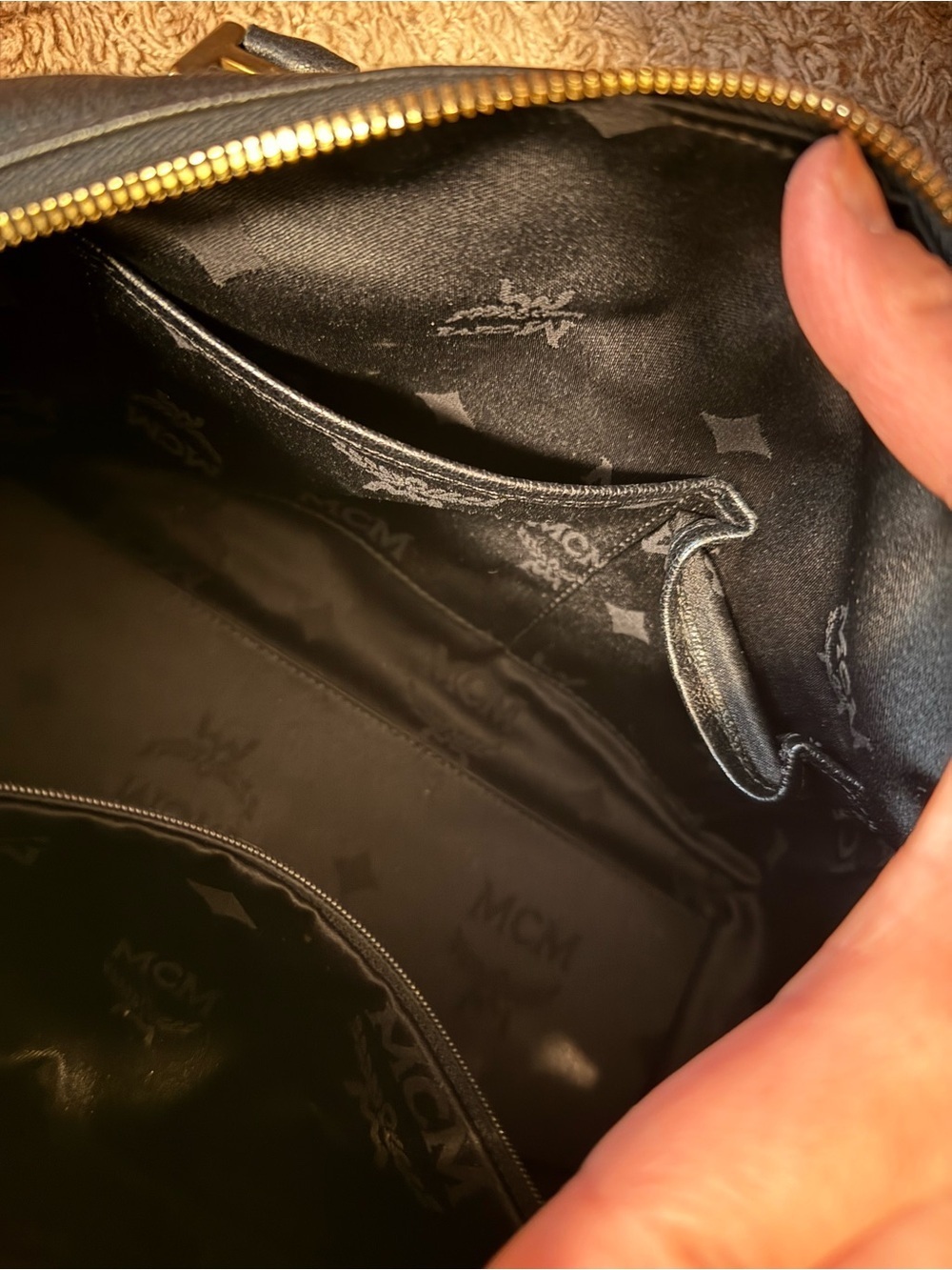 MCM Black Leather Boston Bag with Gold Hardware - Picture 11 of 15